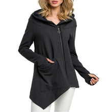 Load image into Gallery viewer, Hooded Diagonal Zipper Irregular Guard Coat