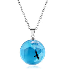 Load image into Gallery viewer, Blue Sky White Clouds Bird Ball Necklace