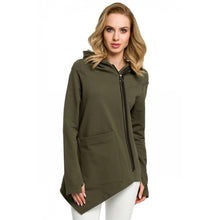 Load image into Gallery viewer, Hooded Diagonal Zipper Irregular Guard Coat