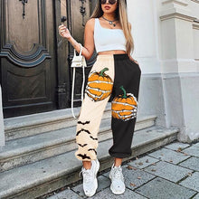 Load image into Gallery viewer, Fun Pumpkin Print Sports Casual Pants