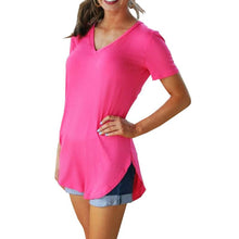 Load image into Gallery viewer, Women Cotton Basic V-neck Plus Size T-shirt (S-5XL)