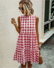 Load image into Gallery viewer, Summer sleeveless plaid casual loose pocket pullover dress