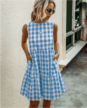 Load image into Gallery viewer, Summer sleeveless plaid casual loose pocket pullover dress