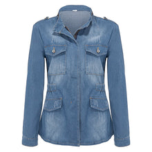 Load image into Gallery viewer, Plus Size Casual Womens Denim Oversize Jeans Chain Jacket pocket Coat