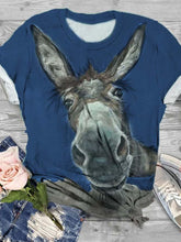 Load image into Gallery viewer, Donkey Print Plus Size Cotton Blend Animal T-shirt
