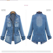 Load image into Gallery viewer, Plus Size Casual Womens Denim Oversize Jeans Chain Jacket pocket Coat