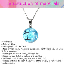 Load image into Gallery viewer, Blue Sky White Clouds Bird Ball Necklace