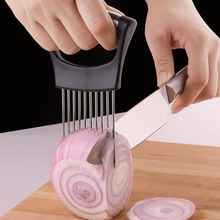 Load image into Gallery viewer, Onion Holder Stainless Steel, Vegetable Potato Cutter Slicer, Meat Slicer, Cutting Kitchen Gadgets with 10 Prong