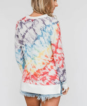 Load image into Gallery viewer, Gradient color printing round neck long-sleeved t-shirt female models