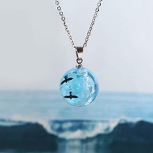Load image into Gallery viewer, Blue Sky White Clouds Bird Ball Necklace