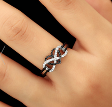 Load image into Gallery viewer, Infinity Ring In Silver&Black/Rose Gold&Silver Anchor Heart Ring Two Tone