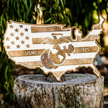 Load image into Gallery viewer, U.S.M.C. American Flag United States Wood Wall Art