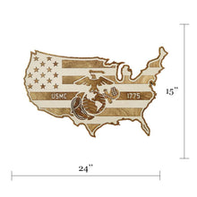 Load image into Gallery viewer, USMC - USA - American Flag Wood Wall Art