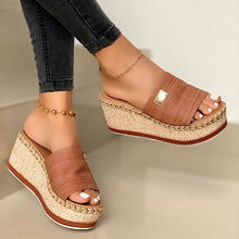 Load image into Gallery viewer, Women's Braided Strap Slingbacks Wedge Heel Slippers