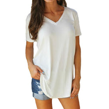 Load image into Gallery viewer, Women Cotton Basic V-neck Plus Size T-shirt (S-5XL)