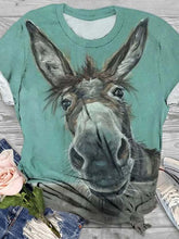 Load image into Gallery viewer, Donkey Print Plus Size Cotton Blend Animal T-shirt