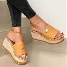 Load image into Gallery viewer, Women's Braided Strap Slingbacks Wedge Heel Slippers