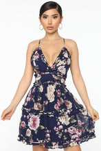 Load image into Gallery viewer, Little Miss Lovely Floral Mini Dress - Navy/combo
