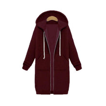 Load image into Gallery viewer, Long Sleeve Zip Up Hooded Hoodie Jacket Overcoat
