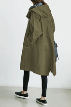 Load image into Gallery viewer, Oversized Hooded Windbreaker Rain Jacket
