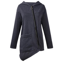 Load image into Gallery viewer, Hooded Diagonal Zipper Irregular Guard Coat
