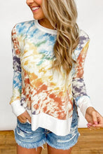 Load image into Gallery viewer, Gradient color printing round neck long-sleeved t-shirt female models
