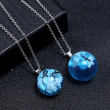 Load image into Gallery viewer, Blue Sky White Clouds Bird Ball Necklace
