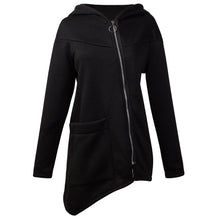 Load image into Gallery viewer, Hooded Diagonal Zipper Irregular Guard Coat
