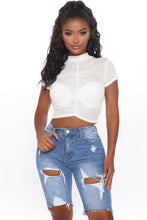 Load image into Gallery viewer, Won't Be Mocked Ruched Top - White
