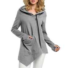 Load image into Gallery viewer, Hooded Diagonal Zipper Irregular Guard Coat
