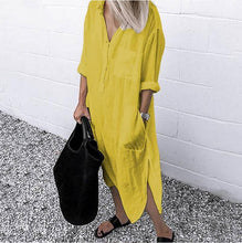 Load image into Gallery viewer, Women Long Sleeve Button Up Shirt Dress
