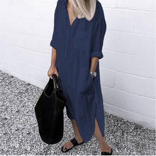 Load image into Gallery viewer, Women Long Sleeve Button Up Shirt Dress
