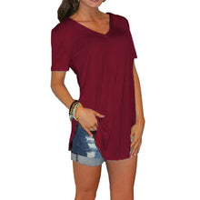 Load image into Gallery viewer, Women Cotton Basic V-neck Plus Size T-shirt  (S-5XL)
