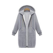Load image into Gallery viewer, Long Sleeve Zip Up Hooded Hoodie Jacket Overcoat
