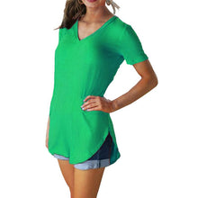 Load image into Gallery viewer, Women Cotton Basic V-neck Plus Size T-shirt  (S-5XL)
