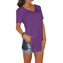 Load image into Gallery viewer, Women Cotton Basic V-neck Plus Size T-shirt  (S-5XL)
