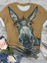 Load image into Gallery viewer, Donkey Print Plus Size Cotton Blend Animal T-shirt

