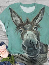 Load image into Gallery viewer, Donkey Print Plus Size Cotton Blend Animal T-shirt
