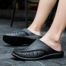 Load image into Gallery viewer, Tall Men Comfortable Slippers Backless Casual Leather Sandals
