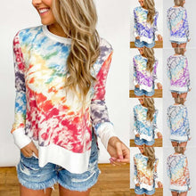 Load image into Gallery viewer, Gradient color printing round neck long-sleeved t-shirt female models
