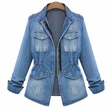 Load image into Gallery viewer, Plus Size Casual Womens Denim Oversize Jeans Chain Jacket pocket Coat
