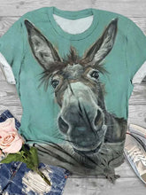 Load image into Gallery viewer, Donkey Print Plus Size Cotton Blend Animal T-shirt

