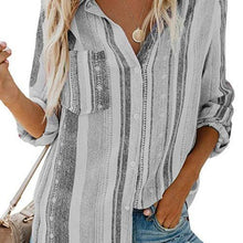Load image into Gallery viewer, V Neck Striped Casual Chiffon Shirts

