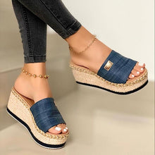 Load image into Gallery viewer, Women's Braided Strap Slingbacks Wedge Heel Slippers
