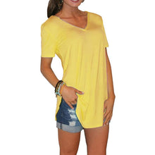 Load image into Gallery viewer, Women Cotton Basic V-neck Plus Size T-shirt  (S-5XL)
