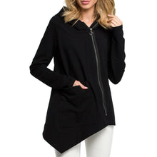 Load image into Gallery viewer, Hooded Diagonal Zipper Irregular Guard Coat
