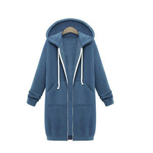 Load image into Gallery viewer, Long Sleeve Zip Up Hooded Hoodie Jacket Overcoat
