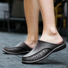 Load image into Gallery viewer, Tall Men Comfortable Slippers Backless Casual Leather Sandals
