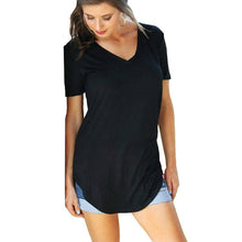 Load image into Gallery viewer, Women Cotton Basic V-neck Plus Size T-shirt  (S-5XL)
