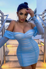 Load image into Gallery viewer, Ella After Party Ruched Mini Dress - Blue
